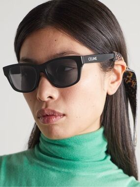 Celine ‘Monochrom’s’ Square-frame acetate sunglasses, black gloss, OS